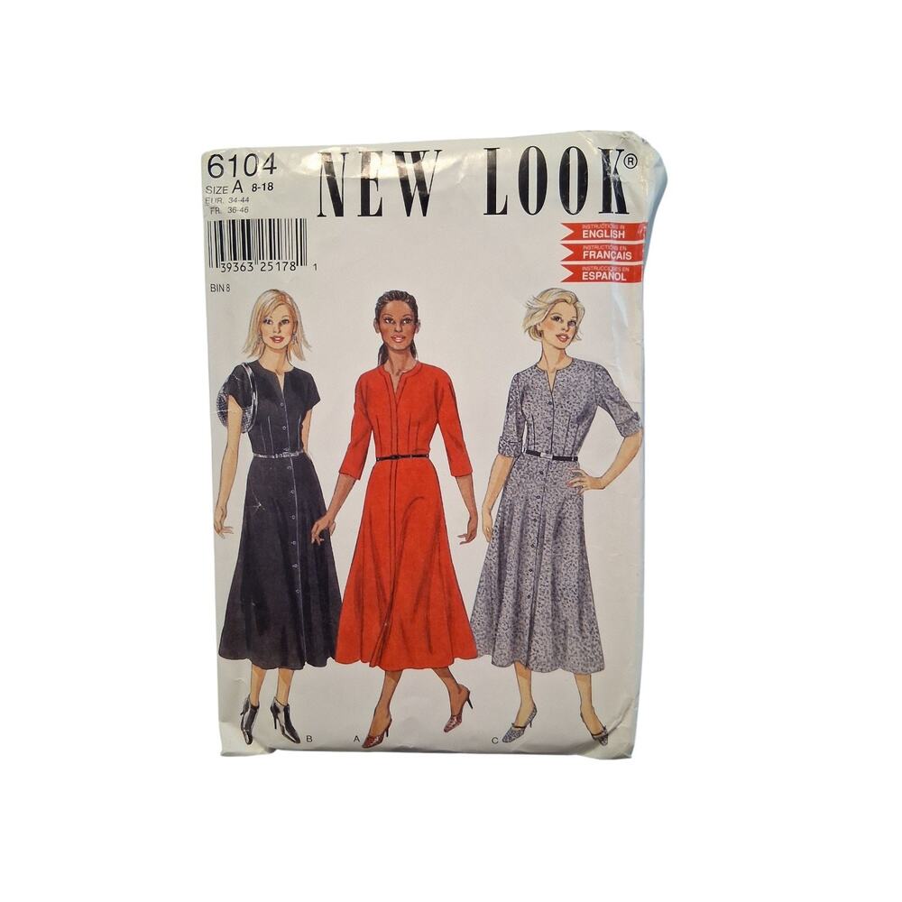 New Look 6104 Misses Dress Sleeve Variation Pattern 8-18 Uncut